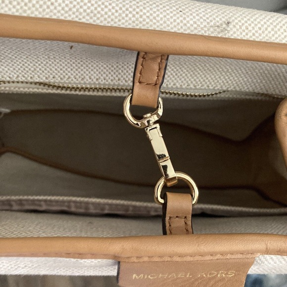 Michael Kors Maritime Beach Tote Canvas Beige X Large Rope Handles - Picture 5 of 15